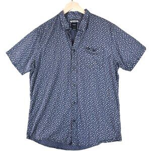 RVCA Slim Fit Short Sleeve Shirt XL Navy Micro Print Skater Minimalist